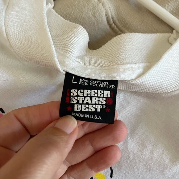 Vintage 80s Screen Stars Best Flamingo print white & pink single stitch T shirt - Picture 11 of 11